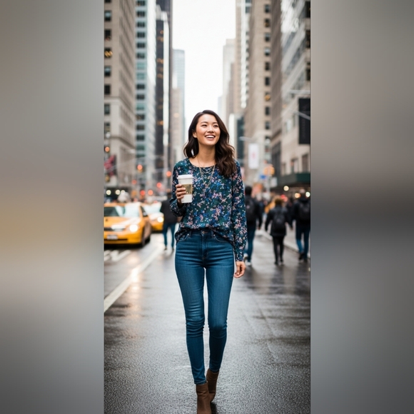 Banana Republic Green Floral Top - Picture 1 of 11